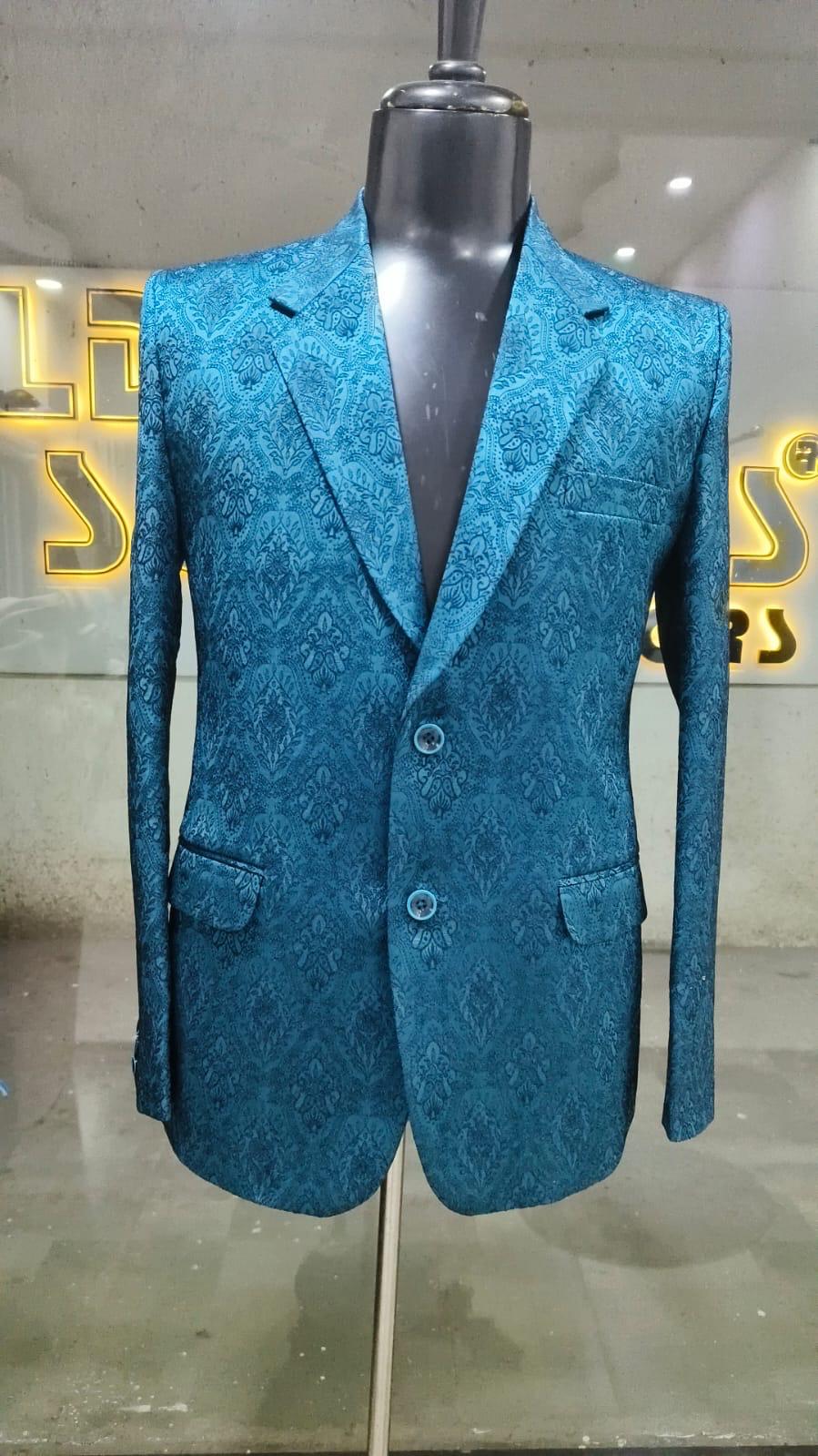 Blue Ocean Wave Blazer – Custom-Made Men's Jacket