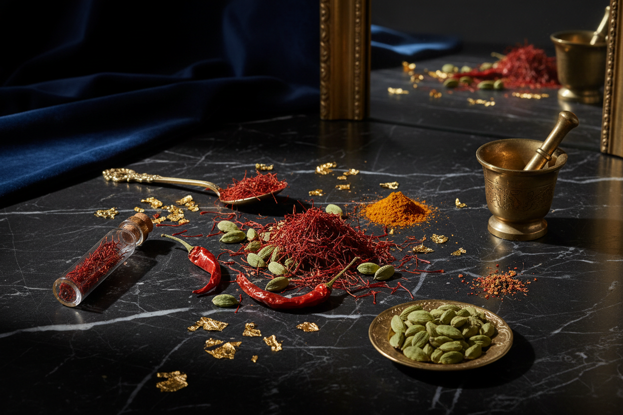 Bespoke luxury spices on marble