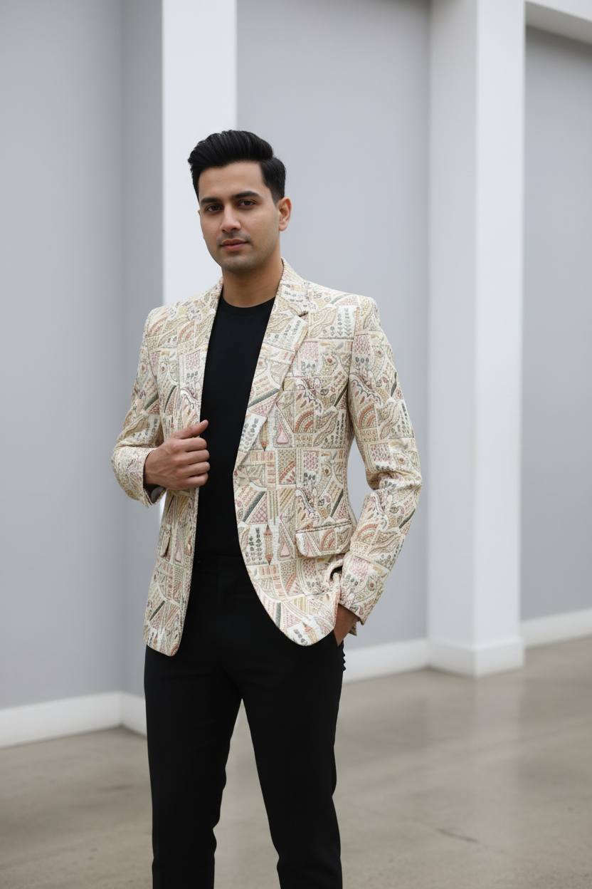 Person wearing the Funky Pattern Modern Blazer