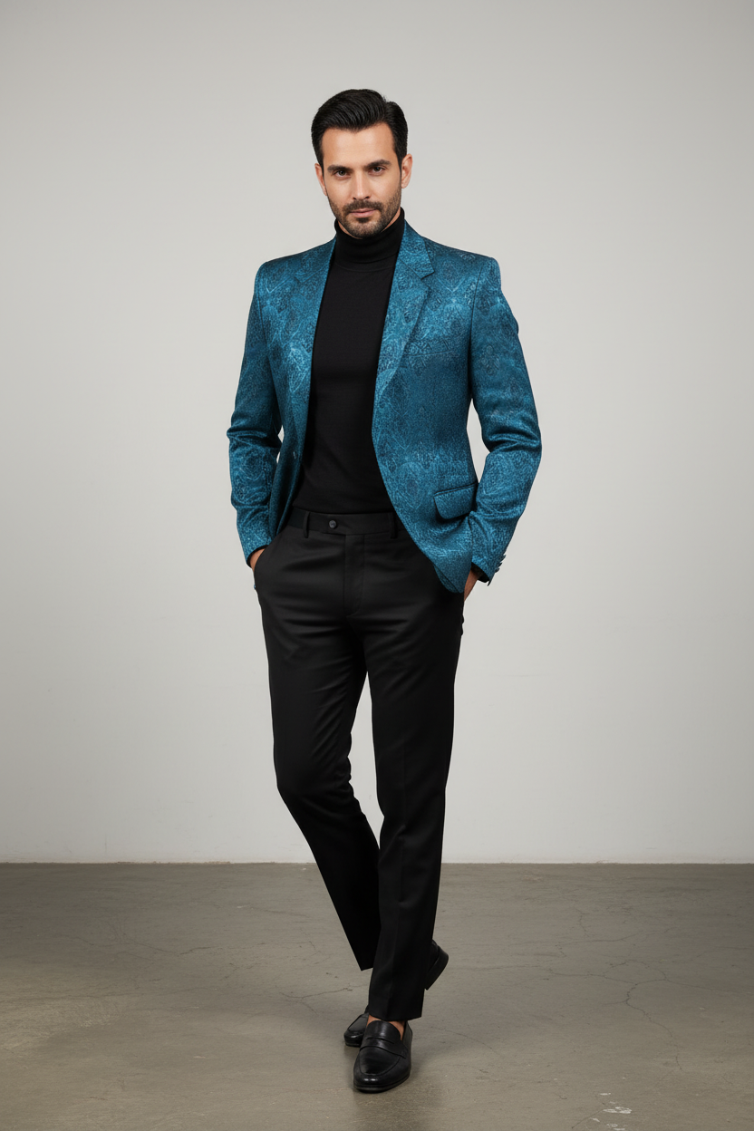 Man wearing blue blazer